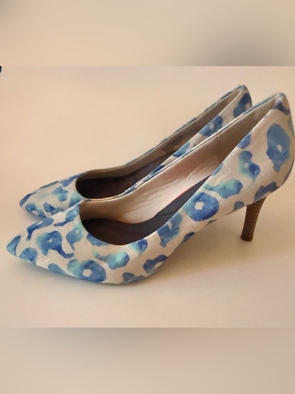 Blue Watercolor Rockport Mid Heel Canvas Pumps